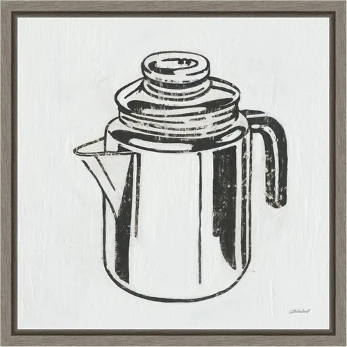 Vista 12 de Amanti Art Framed Canvas Wall Art 16x16 Retro Coffee Pot (Kitchen) by Kathrine Lovell, Framed Wall Art Canvas, Cuisine Artwork, Traditional Decor