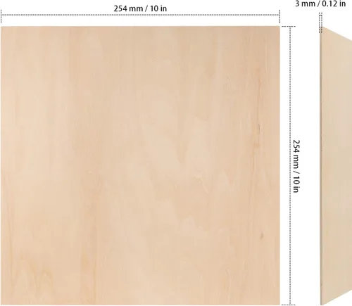 Vista 2 de Paquete de 20 piezas cuadradas de madera sin terminar de 10 x 10 x 1/8 pulgadas, hojas finas de madera contrachapada con esquinas afiladas