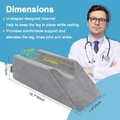 Vista 4 de Almohada de cuña de elevación de piernas, espuma de rodilla para dormir, después de la cirugía, almohadas para reposar las piernas, cojín de apoyo