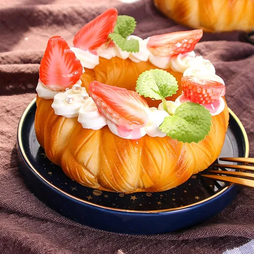 Vista 7 de Firlar 3 donas de simulación para tartas falsas, pastel de frutas artificiales simulación de alimentos realistas, simulación de pasteles