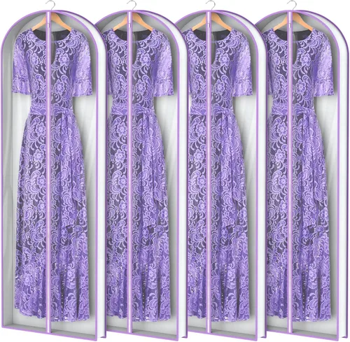 Vista 20 de Zilink Bolsas de traje de 40 pulgadas para almacenamiento en armario, bolsa de almacenamiento de abrigo de visón transparente, bolsas de ropa