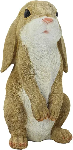 JORAE Estatua de conejo de pie, curioso conejo de Pascua, estatuas de jardín al aire libre, patio, decoración del hogar, escultura mostaza, 8.5