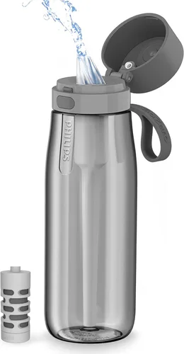 Vista 9 de PHILIPS Botella de agua filtrada, botellas de agua de plástico Tritan sin BPA, reemplaza la botella de agua de plástico 450 con filtro de agua