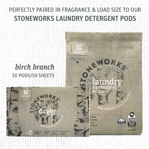 Vista 12 de Hojas de secadora Grab Green Stoneworks libres de crueldad Suaviza las telas, refresca la ropa y reduce la adherencia estática y las arrugas A