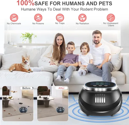 Vista 5 de (2026 Upgraded) Ultrasonic Rodent & Pest Indoor Repeller - Stronger Driving Force, Repellent for Mouse, Rats, Squirrels, Bats, Roaches, Spiders &