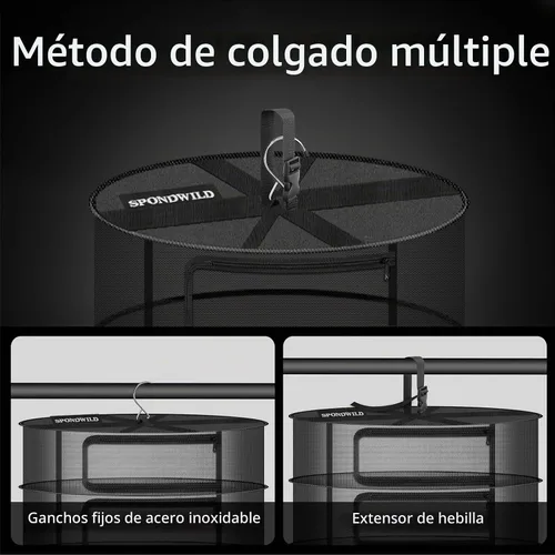 Vista 4 de Rejilla de secado de hierbas, 18" de diámetro 2 capas de malla colgante de red