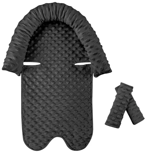 Pea Pod Asiento de automóvil para bebé con soporte para la cabeza y el cuerpo con 2 fundas de correa, respaldo de tela de punto minky ultra suave y