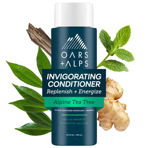 Oars + Alps Acondicionador sin sulfato para hombre, infundido con aceite de hamamelis y árbol de té, árbol de té alpino, 13.5 onzas líquidas