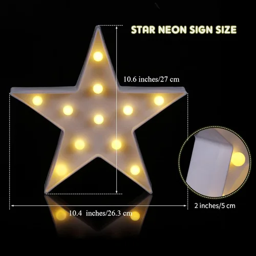 Vista 2 de Tarpop 4 piezas de luz nocturna de plástico con forma de estrella, funciona con pilas, letrero de estrella, letrero de estrella para fiesta, cine
