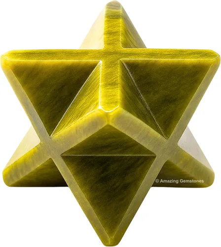 Vista 17 de Amazing Gemstone Cristal de Merkaba de piedra lunar arcoíris, estrella metafísica de Merkaba de 1 pulgada para meditación, cristal de tetraedro
