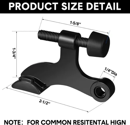 Vista 2 de Funrous Tope de puerta con pasador de bisagra, 24 piezas, de satén, cepillado, ajustable, resistente, con puntas de parachoques de goma (negro)