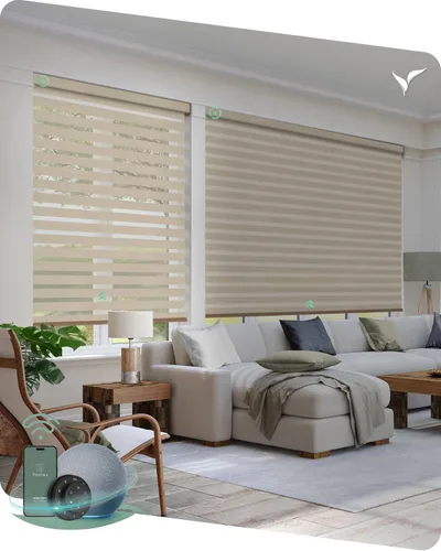 Vista 18 de Persianas motorizadas Yoolax con control remoto, persianas de cebra motorizadas compatibles con Alexa, persianas motorizadas para privacidad