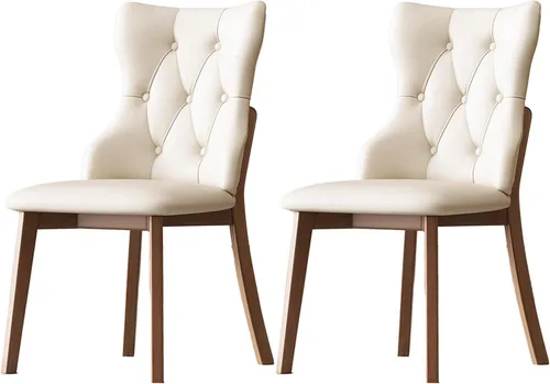 Vista 10 de Upholstered Dining Chairs with Backrest,Kitchen Chairs Leather,Living Room Chair with Wood Legs for Home, Restaurant, Hotel, Conference Room, Grey