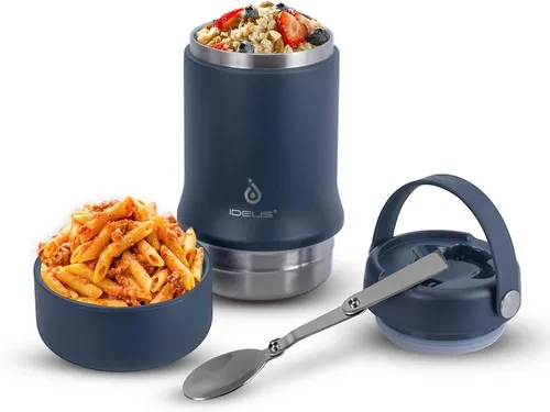 Vista 12 de Ideus Termo de sopa con cuchara plegable y cuenco de 20 onzas, lonchera Bento todo en uno aislada de acero inoxidable a prueba de fugas, contenedor