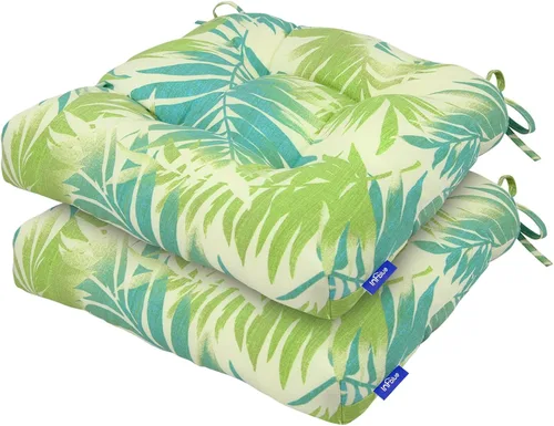 Vista 103 de Cojines de mimbre copetudos de 3 piezas para muebles de patio, cojines de mimbre para sillas de exterior con lazos, cojines de mimbre repelentes al