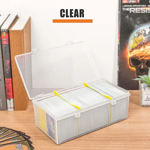 Vista 3 de tutata Caja de almacenamiento de tarjetas coleccionables de plástico de 400 unidades con divisores, caja de almacenamiento de tarjetas de béisbol