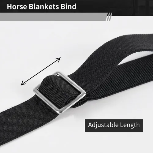 Vista 4 de Correas para las patas de manta de caballo, correa elástica de repuesto para el vientre con broches giratorios dobles, longitud ajustable de 24 a 42