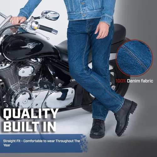 Vista 7 de WICKED STOCK Pantalones de motociclismo para hombre con protección CE LEVEL2 - Azul oscuro