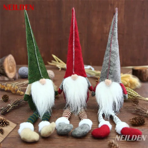 Vista 3 de NEILDEN 3 piezas de gnomo sueco, juguete de peluche de Navidad, decoración de estilo escandinavo, estantes colgantes para patas