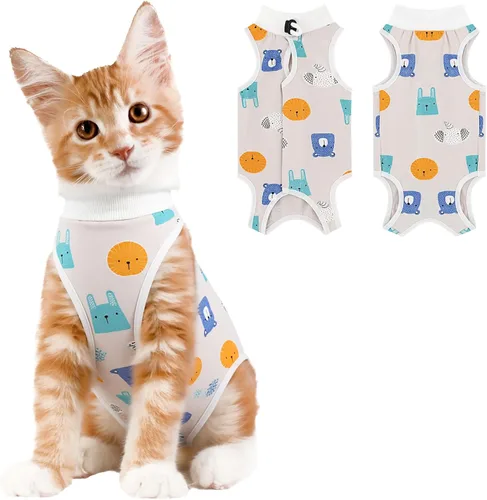 Vista 31 de Coppthinktu Traje de recuperación de gato para mujer, mameluco transpirable para después de la cirugía para heridas abdominales o enfermedades