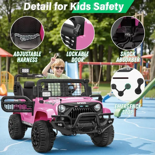 Vista 9 de Auto para niños, auto eléctrico XL de 24 V de 2 plazas con control remoto, vehículo eléctrico a batería de 24 voltios con asiento grande de 20