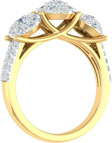 Vista 2 de FINEROCK Anillo de compromiso de diamantes de 1 quilate y 3 piedras en oro macizo de 10 quilates, certificado IGI