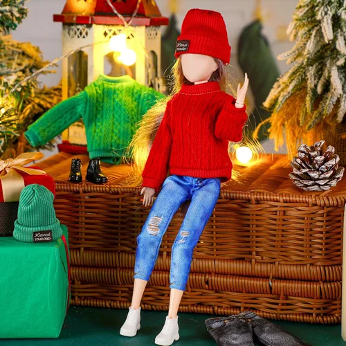 Vista 2 de Bencailor 6 piezas de ropa de muñeca, accesorios para muñeca, incluyen suéter, pantalones, zapatos, sombrero para regalo de cumpleaños