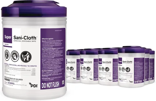 Vista 9 de PDI -Q55172 Desinfectante profesional de superficies desechables Super Sani-Cloth Wipes, 160 unidades - Morado