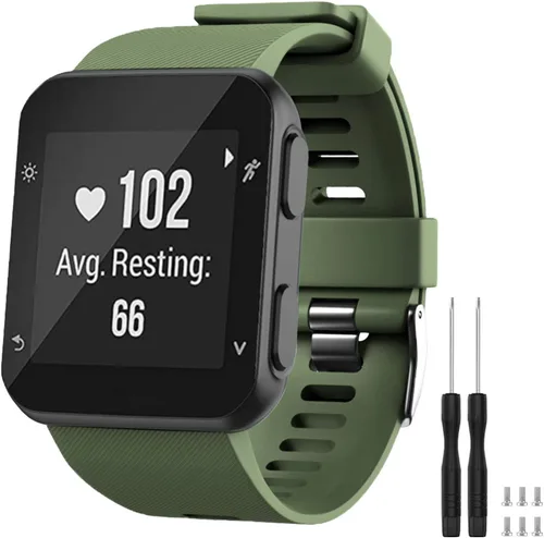 Vista 17 de GVFM banda compatible con Garmin Forerunner 35, silicona suave correa de repuesto para reloj inteligente Garmin Forerunner 35, se ajusta a muñeca