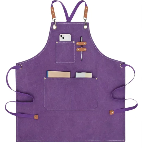 Vista 7 de Nanxson Delantal de chef con espalda cruzada con bolsillos para herramientas, delantal ajustable para hombres y mujeres, CF3174 Azul