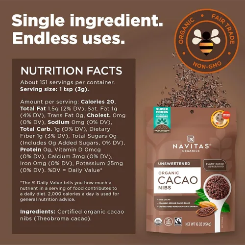 Vista 8 de Trocitos de cacao Navitas Naturals Organic
