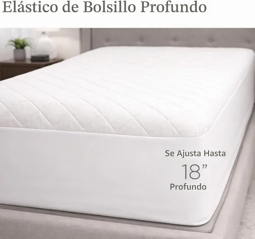 Vista 4 de Continental Bedding Harmony Collection - Protector de colchón acolchado 100% algodón superior de alto GSM, bolsillo profundo de hasta 18 pulgadas