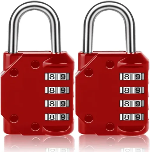 Vista 8 de Candado de combinación reiniciable, color rosa melocotón, paquete de 2 candados combinados de 4 dígitos para exteriores, impermeables