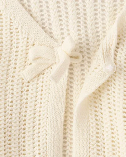 Vista 5 de The Children's Place Cárdigan de capas de manga larga acampanada con lazo frontal para niña