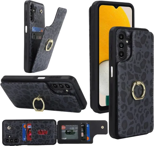 Vista 18 de Lipvina Funda para Samsung Galaxy A03s con tarjetero, Galaxy A03s para mujer, tarjetero de crédito, soporte con anillo, bonita funda para teléfono