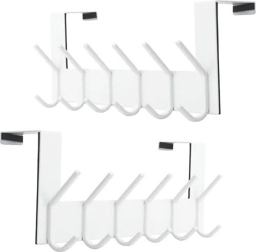 Vista 6 de SKOLOO Gancho sobre la puerta – para puertas de hasta 1-3/4 pulgadas de grosor, blanco, no requiere montaje, acero inoxidable, perchero de puerta