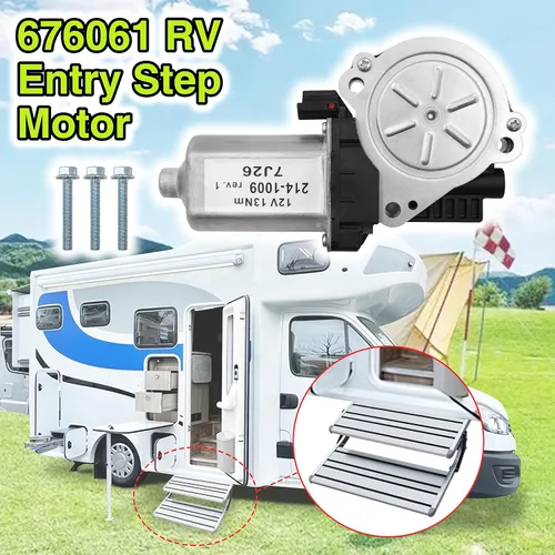 Vista 2 de 676061 Motor de paso de entrada de escalera RV compatible con escalones Kwikee y componentes de motor Lippert 379147, 1101428, 214-1001, 366043