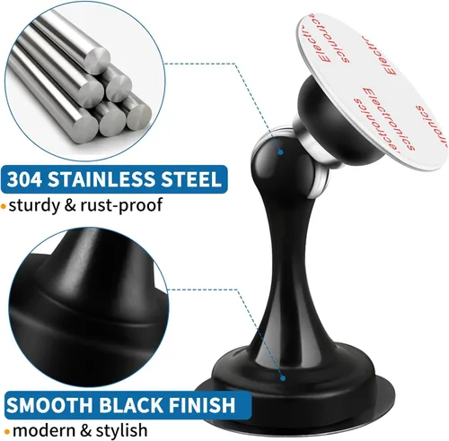 Vista 4 de Tope magnético de puerta, autoadhesivo, tope magnético de puerta negro para montaje en pared, protector de pared de tope de puerta de acero