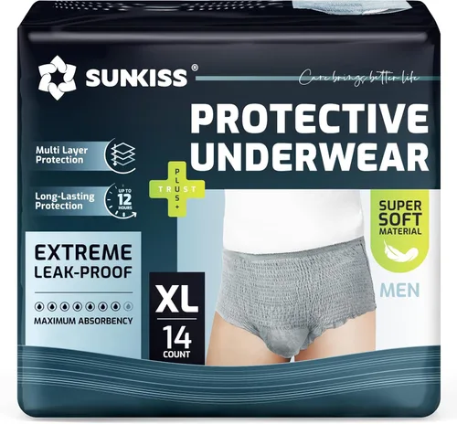 Vista 22 de SUNKISS Ropa interior para incontinencia para hombres, tiras desechables para el día, bragas protectoras para hombres con máxima absorción, mediana