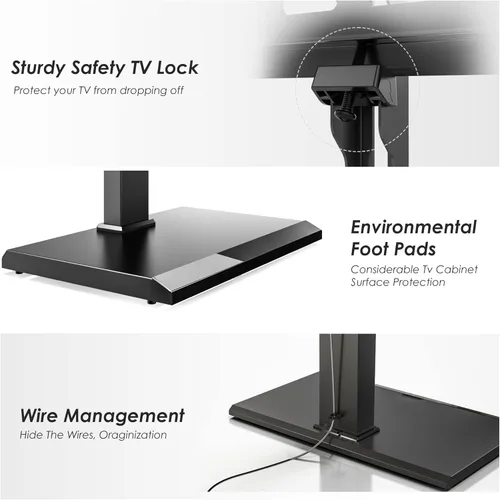 Vista 6 de FITUEYES - Soporte universal de suelo para TV con base de hierro, montaje giratorio para televisores LED, LCD, OLED, plasma, de pantalla plana