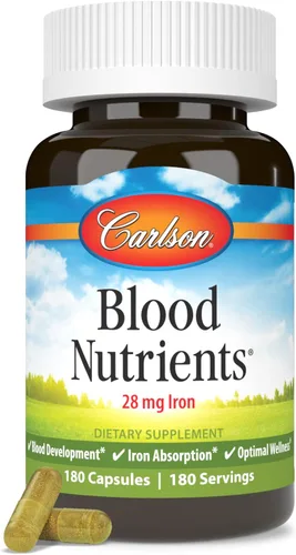 Vista 5 de Carlson - Nutrientes en la sangre, 28 mg de hierro, desarrollo sanguíneo, absorción de hierro y bienestar óptimo, 180 cápsulas