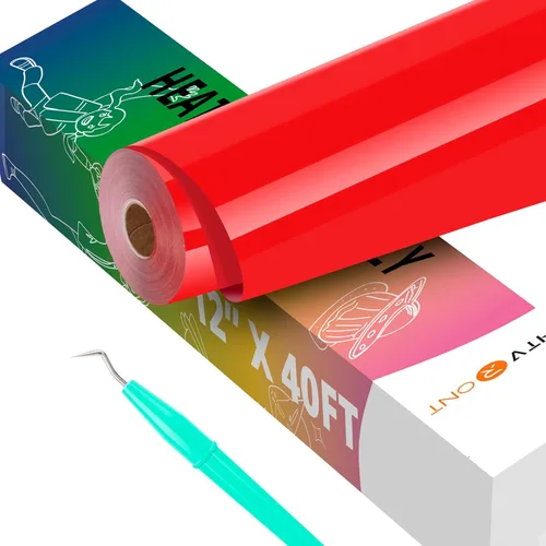 Vista 54 de HTVRONT Rollo de vinilo HTV de transferencia de calor, 12 pulgadas x 20 pies, naranja neón HTV para camisas, vinilo para planchar para todas