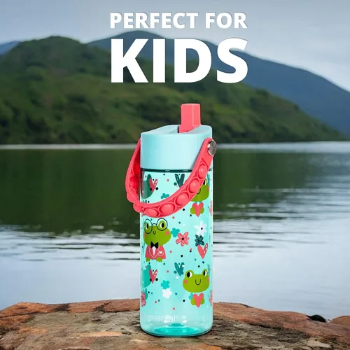Vista 175 de Elemental Botellas de agua para niños – Botella de agua para niños Splash para la escuela con mango Pop-it – Botella de agua de plástico Tritan sin