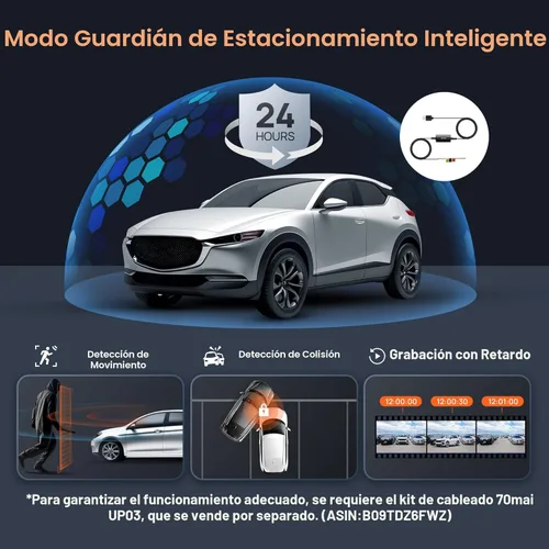 Vista 6 de 70mai Cámara de tablero 4K delantera y trasera con STARVIS, cámara de automóvil WiFi y GPS de 5 GHz integrada, Super visión nocturna, ADAS, pantalla