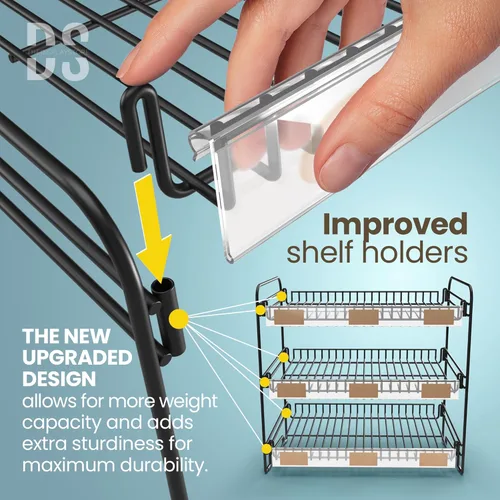 Vista 8 de DS THE DISPLAY STORE Estante de exhibición negro de 3 niveles para caramelos: exhibición de chips para vendedores de aperitivos, camiones de comida