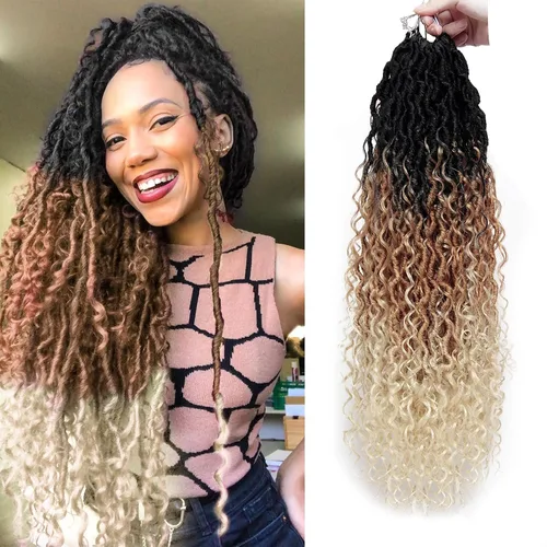 Vista 41 de Goddess Locs - Rastas de cabello corto rizado bohemio sintético de 10 pulgadas, paquete de 8 paquetes de trenzas de ganchillo preenrolladas
