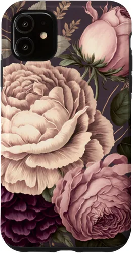 Vista 8 de Elegant Blush Pink & Purple Vintage Floral Rose & Peony Case for iPhone 17