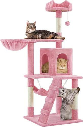 Vista 13 de Yaheetech - Árbol para gatos, torre para gatos de 54 pulgadas de altura para gatos de interior con plataforma extendida y cesta, espacioso