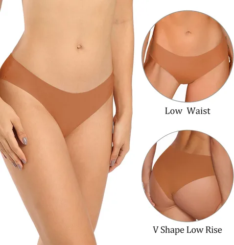Vista 2 de SHARICCA Bikini sin costuras para mujer, braguitas invisibles, transpirables, suaves, elásticas, paquete múltiple