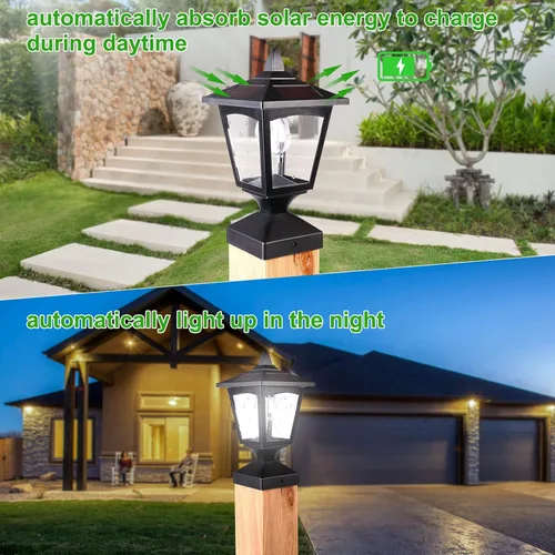 Vista 6 de Luces solares para postes al aire libre, luces solares para postes de valla, impermeables, para valla de madera, terraza, patio, jardín, decoración